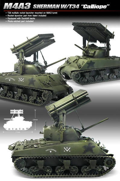 1/35 scale model Academy US M4A3 Sherman W/T34 Calliope kit 13294