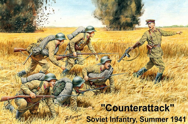 1/35 scale figures MasterBox Counterattack Soviet Infantry, Summer 1941