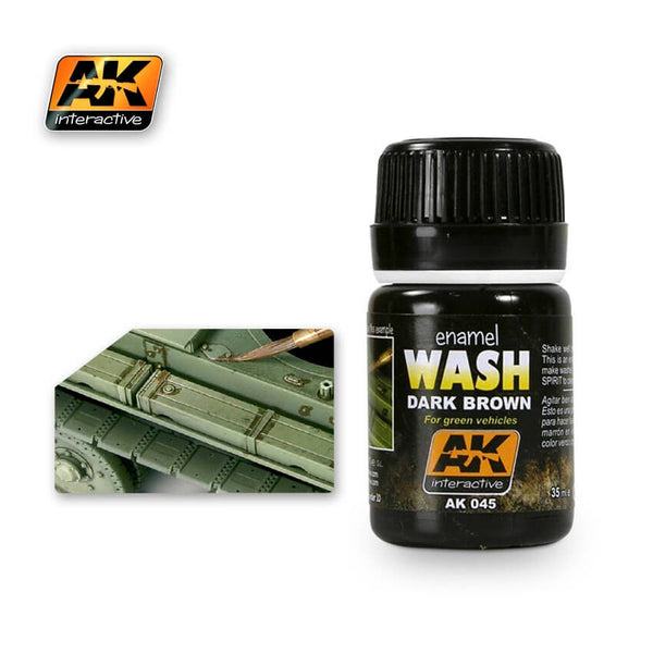 AK Interactive Weathering Set Green Vehicles Dark Brown