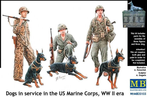1/35 scale model MasterBox Dogs in service in the US Marine Corps WWII 35155