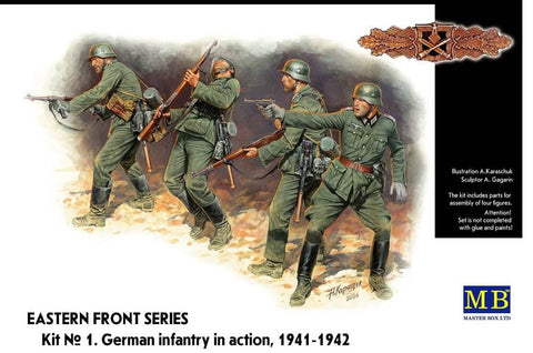 1/35 scale model MasterBox Eastern Front Series Kit 1 German Infantry in Action