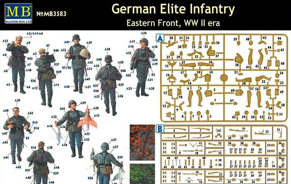 1/35 scale model MasterBox German Elite Infantry Eastern Front WWII Plastic Figure Kit 3583