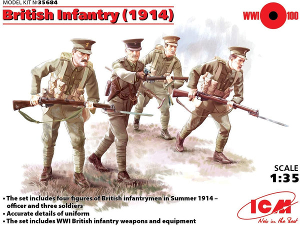 1:35th Scale Model of ICM 1:35 - British Infantry (1914) 4 Figs