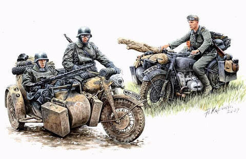 1/35 scale model MasterBox Kradschutzen German Motorcycle Troops on the move Plastic Figure Kit 3548