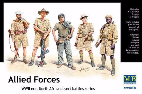 1/35 scale model MasterBox Allied Forces WWII North Africa desert Plastic Figure Kit 3594