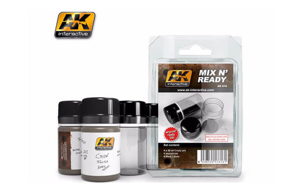 AK Interactive Mix n' Ready 4 Empty Jars AK616
