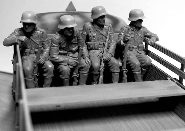 1/35 scale model MasterBox German Infantry Off to the front Vehicle Riders WWII 35137