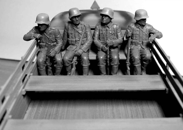 1/35 scale model MasterBox German Infantry Off to the front Vehicle Riders WWII 35137