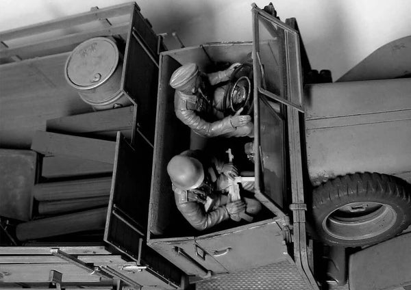 1/35 scale model MasterBox German Infantry Off to the front Vehicle Riders WWII 35137