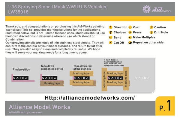 Alliance Modelworks Stencils - WWII U.S. Vehicle Markings
