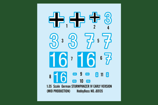 1/35 scale model Hobby Boss German Sturmpanzer IV Early version Mid production Panzer tank 