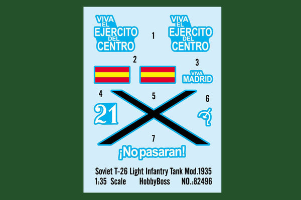 1/35 scale model HobbyBoss Soviet T-26 Light Infantry Tank Mod. 1935