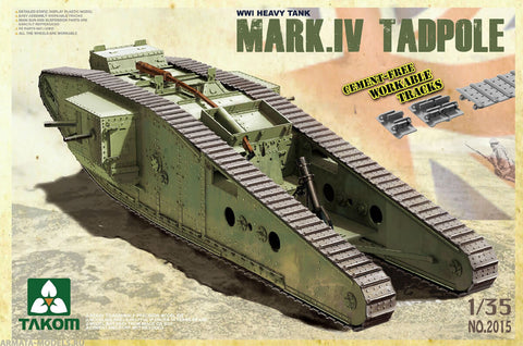 1/35 scale model Takom British Mk. IV Male Tadpole Workable tracks and wheels