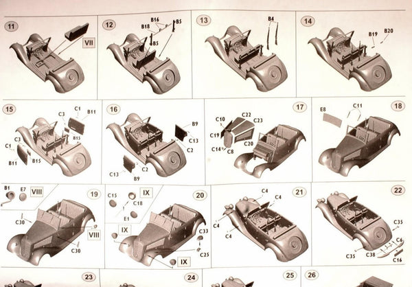 1/35 scale model MasterBox German Military Car Mercedes-Benz Type 170V Tourenwagen 4 doors WWII 35100