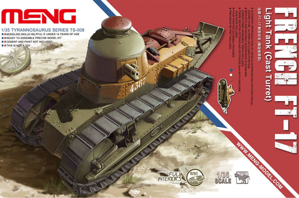 1/35 scale model Meng French FT-17 Light Tank Cast Turret