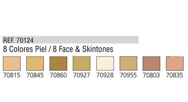 Color chart for model Vallejo.