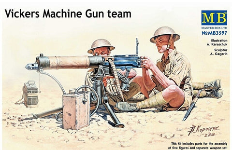 1/35 scale model MasterBox Vickers Machine Gun Team Plastic Figure Kit 3597