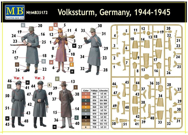 1/35 MasterBox Volkssturm Germany 1944-1945 Plastic Figure Model Kit 35172